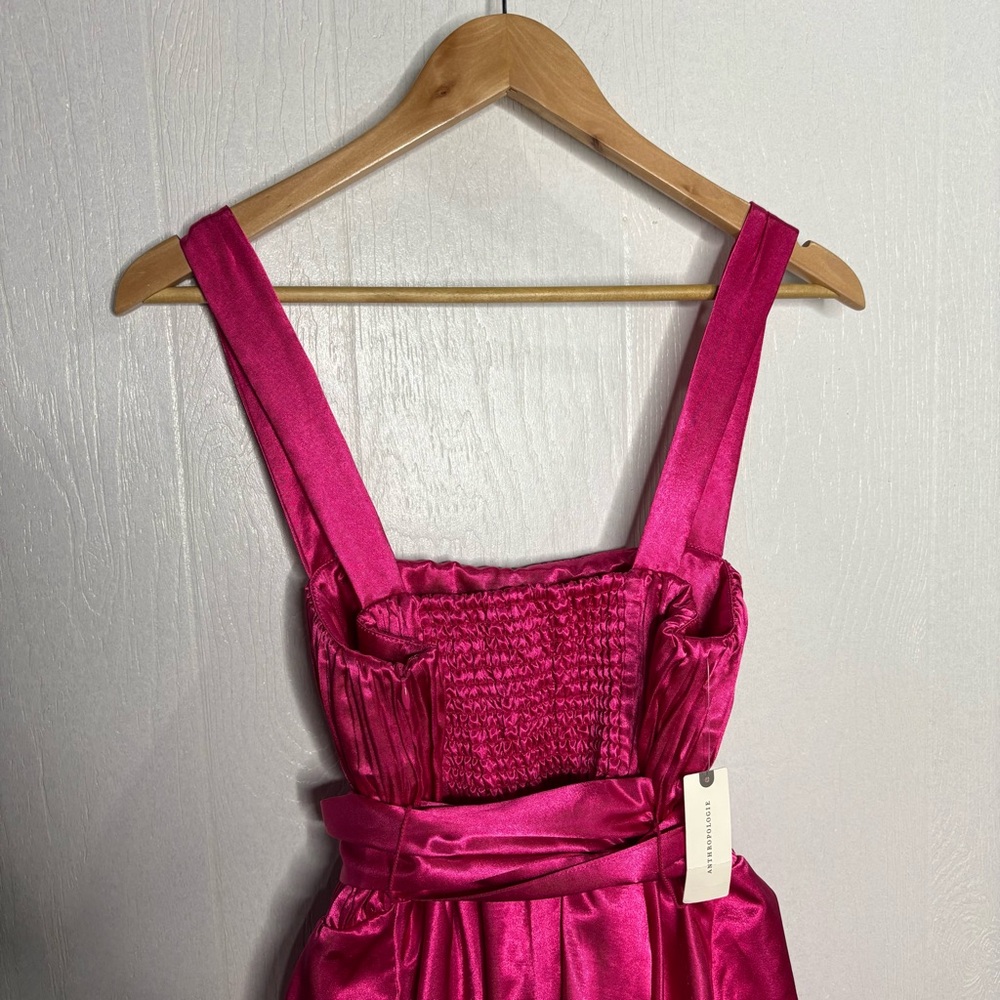 Anthropologie Hot Pink Satin Mini Dress with Bow - Picture 11 of 14